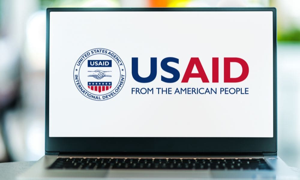 USAID logo on a laptop screen