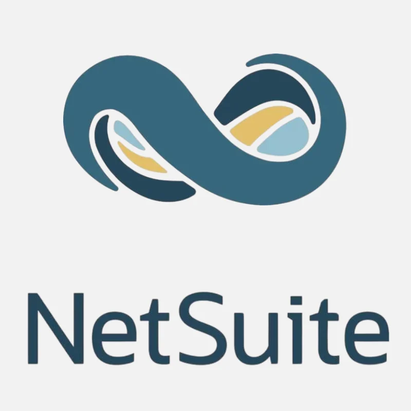 Logo of NetSuite with blue swirl