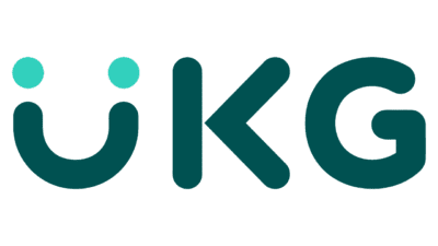 Smiling face design in UKG logo