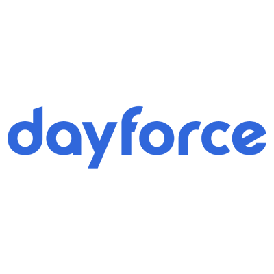 Dayforce logo in blue lowercase letters.