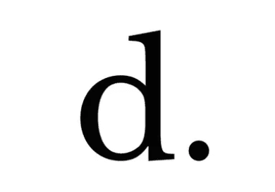 Lowercase letter d with period
